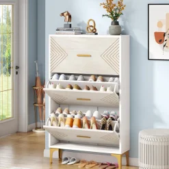 Tribesigns Shoe Racks & Cabinets|Shoe Racks & Cabinets*Shoe Cabinet, Slim Hidden Shoe Rack Organizer with 3 Flip Drawers