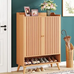 Tribesigns Shoe Racks & Cabinets|Shoe Racks & Cabinets*Shoe Cabinet, Slim Shoe Organizer with Adjustable Shelves and Open Shelf