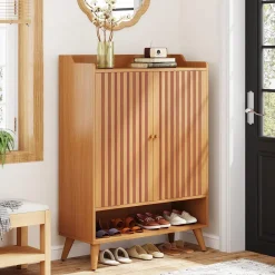 Tribesigns Shoe Racks & Cabinets|Shoe Racks & Cabinets*Shoe Cabinet, Slim Shoe Organizer with Adjustable Shelves and Open Shelf