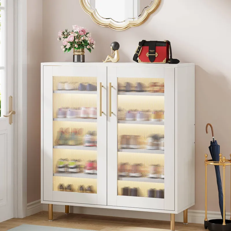 Tribesigns Shoe Racks & Cabinets|Shoe Racks & Cabinets*Shoe Cabinet, 5-Tier Shoe Organizer with LED Light & Acrylic Doors