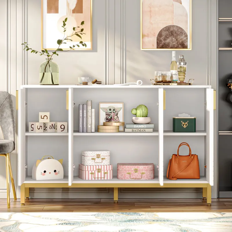 Tribesigns Sideboards & Buffets|Sideboards & Buffets*Sideboard Buffet, 59" Luxury Buffet Storage Cabinet with 4 Doors