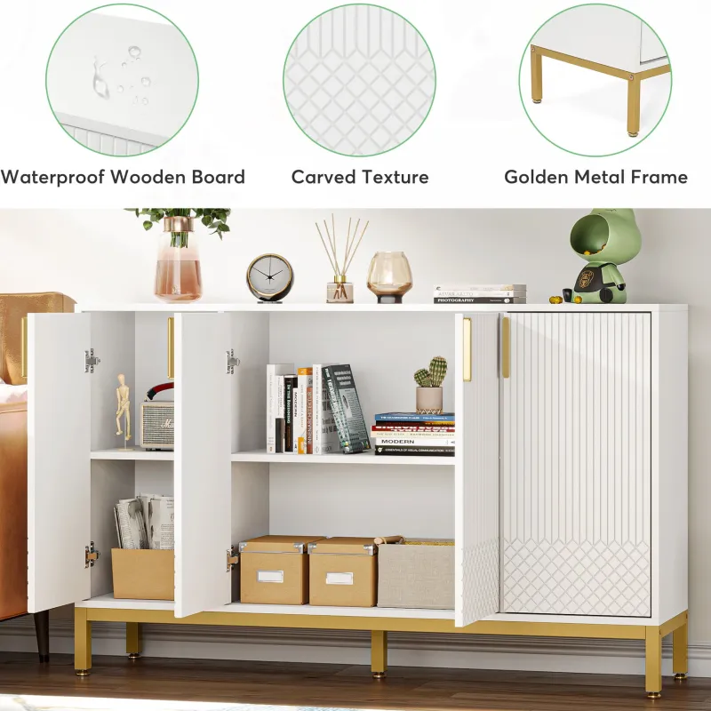 Tribesigns Sideboards & Buffets|Sideboards & Buffets*Sideboard Buffet, 59" Luxury Buffet Storage Cabinet with 4 Doors