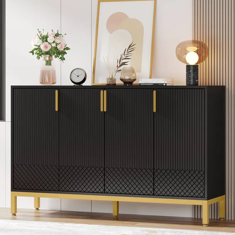 Tribesigns Sideboards & Buffets|Sideboards & Buffets*Sideboard Buffet, 59" Luxury Buffet Storage Cabinet with 4 Doors