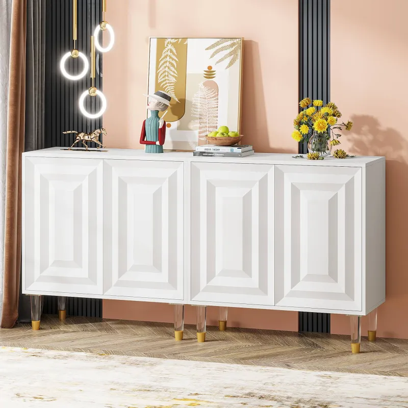 Tribesigns Sideboards & Buffets|Sideboards & Buffets*Sideboard Buffet, 63" Modern Kitchen Accent Cabinet with 4 Doors