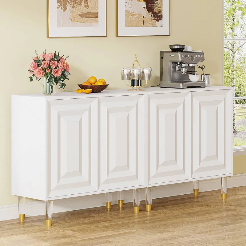 Tribesigns Sideboards & Buffets|Sideboards & Buffets*Sideboard Buffet, 63" Modern Kitchen Accent Cabinet with 4 Doors