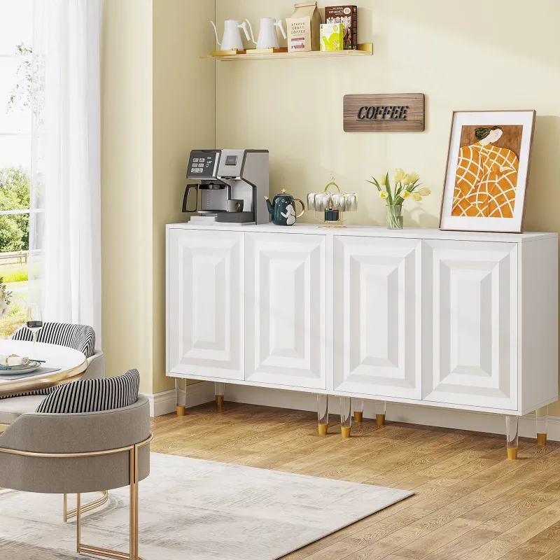 Tribesigns Sideboards & Buffets|Sideboards & Buffets*Sideboard Buffet, 63" Modern Kitchen Accent Cabinet with 4 Doors