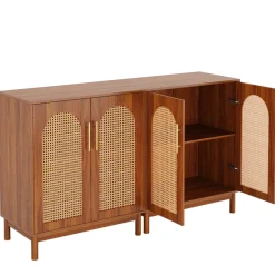 Tribesigns Sideboards & Buffets|Sideboards & Buffets*Sideboard Buffet Set of 2, Accent Rattan Storage Cabinet with Doors