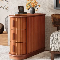 Tribesigns Nightstands*Solid Wood End Table, Narrow Side Table Nightstand with 3 - drawer