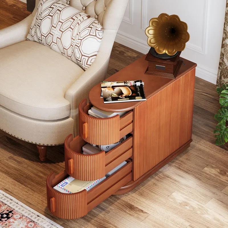 Tribesigns Nightstands*Solid Wood End Table, Narrow Side Table Nightstand with 3 - drawer