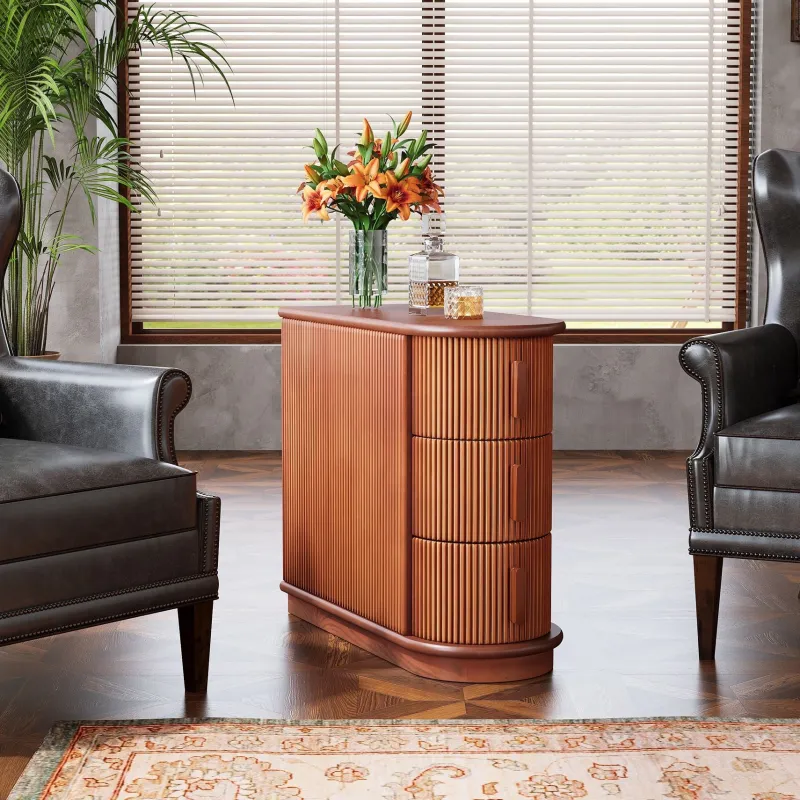 Tribesigns Nightstands*Solid Wood End Table, Narrow Side Table Nightstand with 3 - drawer
