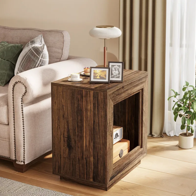 Tribesigns End & Side Tables*Solid Wood End Table, Square Side Table Nightstands with Storage