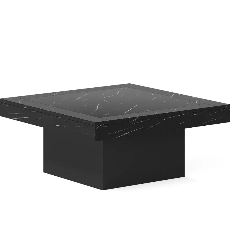 Tribesigns Coffee Tables*Square Coffee Table, Farmhouse Wood Cocktail Table with LED Light