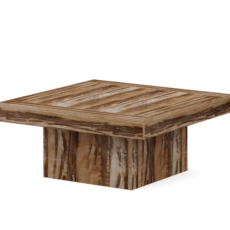 Tribesigns Coffee Tables*Square Coffee Table, Farmhouse Wood Cocktail Table with LED Light