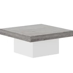 Tribesigns Coffee Tables*Square Coffee Table, Farmhouse Wood Cocktail Table with LED Light