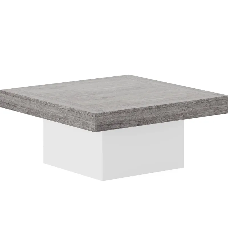 Tribesigns Coffee Tables*Square Coffee Table, Farmhouse Wood Cocktail Table with LED Light