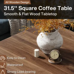 Tribesigns Coffee Tables*Square Coffee Table, 31.5-Inch Wood Center Table Cocktail Table
