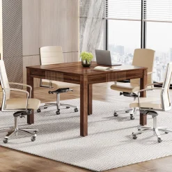 Tribesigns Desks*Square Conference Table, Small Meeting Room Table For Home Office