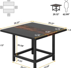 Tribesigns Dining Tables*Square Dining Table, Farmhouse 39