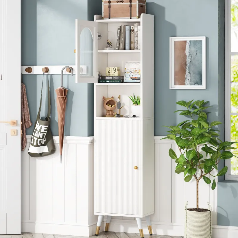 Tribesigns Bookcases & Bookshelves|Bookcases & Bookshelves*Storage Cabinet, 67’’ Bathroom Cabinet with 2 Doors and 6 Shelves