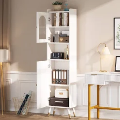 Tribesigns Bookcases & Bookshelves|Bookcases & Bookshelves*Storage Cabinet, 67’’ Bathroom Cabinet with 2 Doors and 6 Shelves