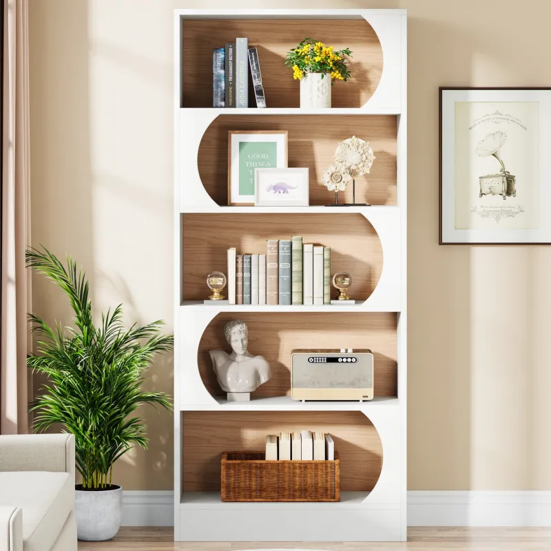 Tribesigns Bookcases & Bookshelves|Bookcases & Bookshelves*5-Tier Bookcase, 71" Wood Etagere Bookshelf with Storage Shelves