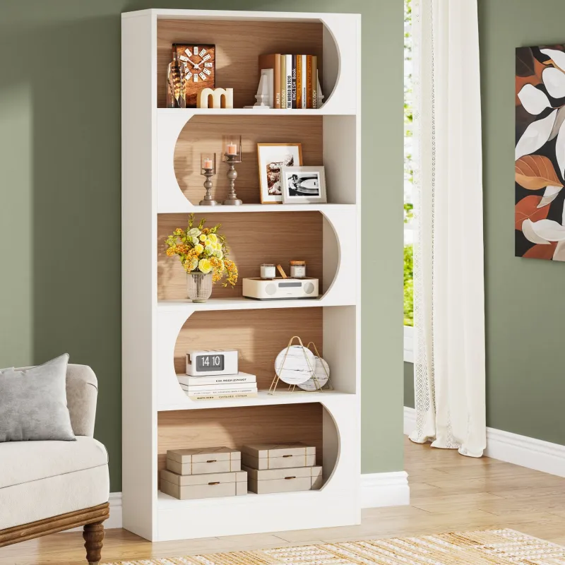 Tribesigns Bookcases & Bookshelves|Bookcases & Bookshelves*5-Tier Bookcase, 71" Wood Etagere Bookshelf with Storage Shelves