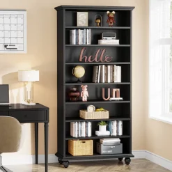 Tribesigns Bookcases & Bookshelves|Bookcases & Bookshelves*9-Tier Bookcase Wood Bookshelf with LED Lighting & Solid Wood Legs