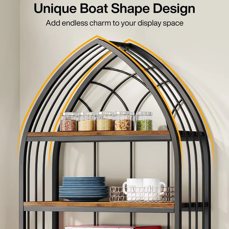 Tribesigns Bookcases & Bookshelves|Bookcases & Bookshelves*5-Tier Bookshelf, 74.8" Industrial Curved Bookcase Freestanding Display Shelf