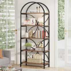 Tribesigns Bookcases & Bookshelves|Bookcases & Bookshelves*5-Tier Bookshelf, 75" Tall Arched Bookcase Display Rack