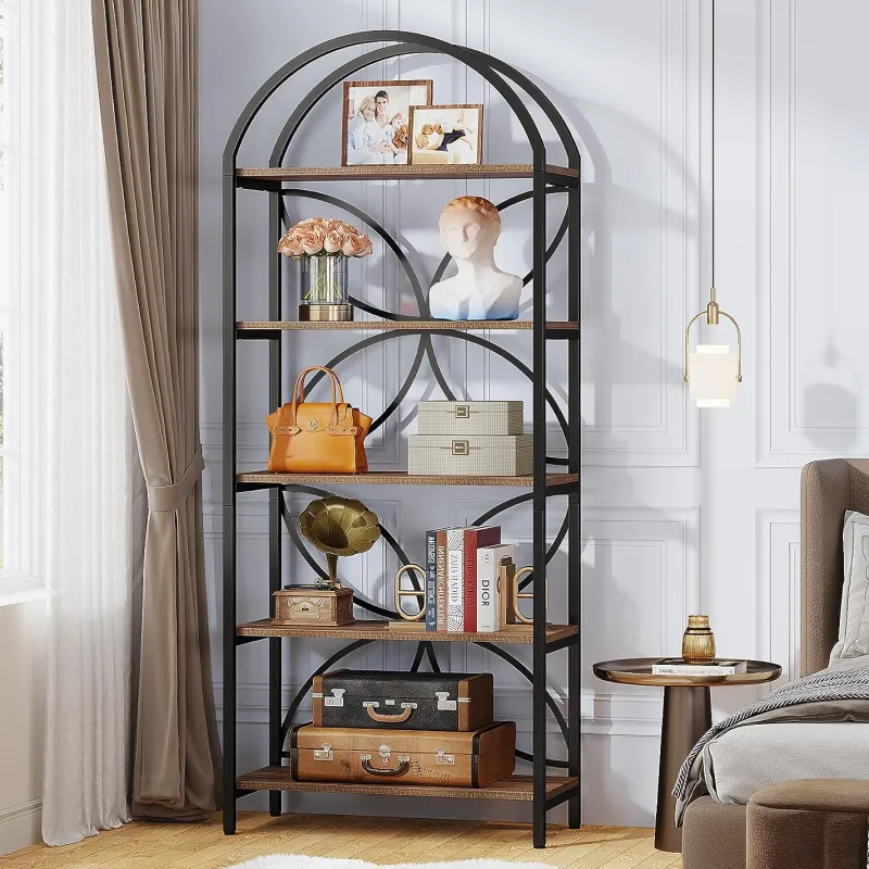 Tribesigns Bookcases & Bookshelves|Bookcases & Bookshelves*5-Tier Bookshelf, 75" Tall Arched Bookcase Display Rack