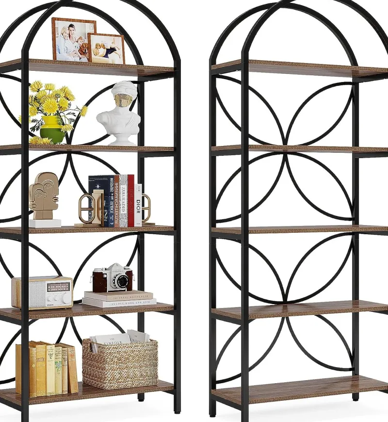 Tribesigns Bookcases & Bookshelves|Bookcases & Bookshelves*5-Tier Bookshelf, 75" Tall Arched Bookcase Display Rack