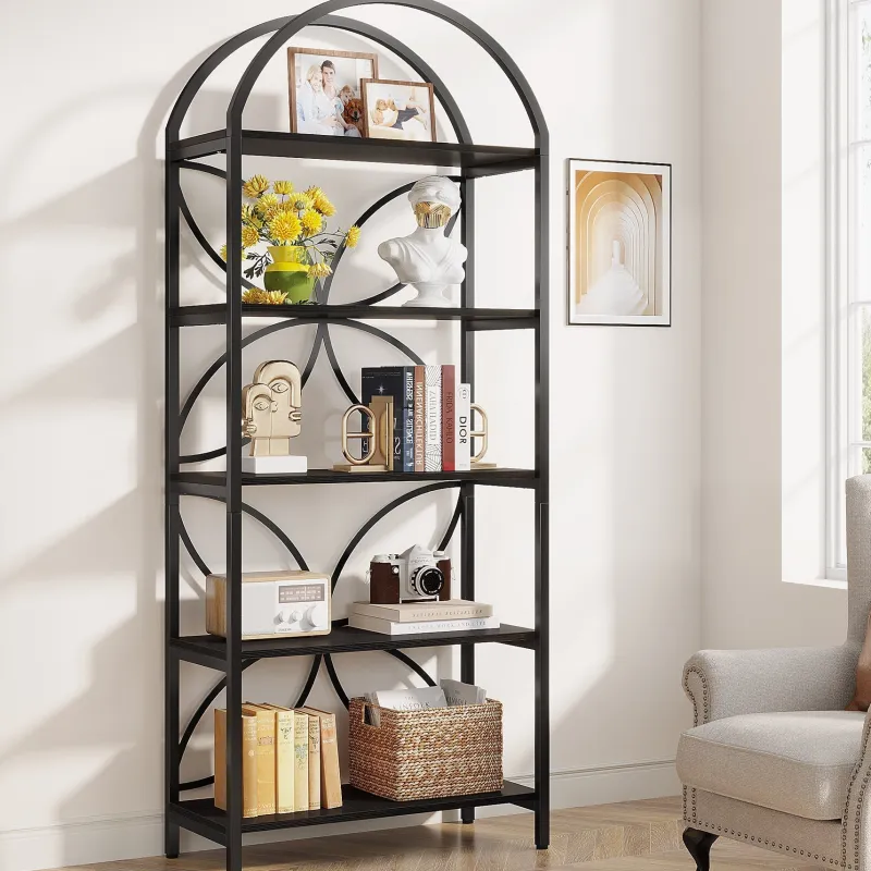 Tribesigns Bookcases & Bookshelves|Bookcases & Bookshelves*5-Tier Bookshelf, 75" Tall Arched Bookcase Display Rack