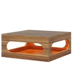 Tribesigns Coffee Tables*2-Tier Coffee Table, Wood Square Center Tea Table with LED Strip Light