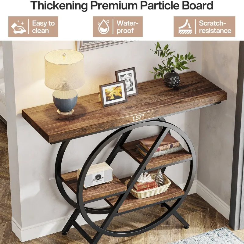 Tribesigns Console Tables|Console Tables*4-Tier Console Table, 39.4" Entryway Table with Geometric Metal Frame