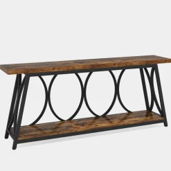 Tribesigns Console Tables|Console Tables*2-Tier Console Table, 70.9" Industrial Sofa Table Behind Couch with Shelves
