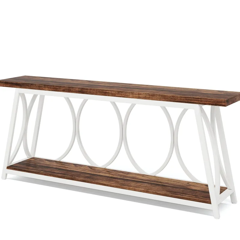 Tribesigns Console Tables|Console Tables*2-Tier Console Table, 70.9" Industrial Sofa Table Behind Couch with Shelves