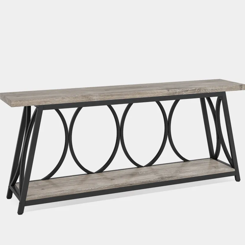 Tribesigns Console Tables|Console Tables*2-Tier Console Table, 70.9" Industrial Sofa Table Behind Couch with Shelves