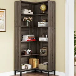 Tribesigns Corner Shelves|Corner Shelves*6-Tier Corner Bookcase, 71 inch L-Shaped Etagere Bookshelf