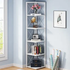 Tribesigns Corner Shelves|Corner Shelves*6-Tier Corner Shelf, 70.86" Corner Bookshelf Storage Etagere Bookcase