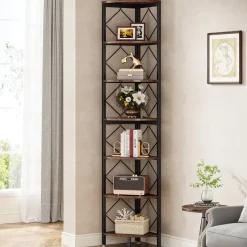 Tribesigns Corner Shelves|Corner Shelves*7-Tier Corner Shelf, 78.7” Corner Bookcase Slim Corner Storage Rack