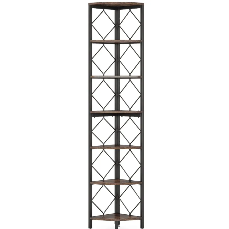 Tribesigns Corner Shelves|Corner Shelves*7-Tier Corner Shelf, 78.7” Corner Bookcase Slim Corner Storage Rack