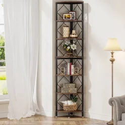 Tribesigns Corner Shelves|Corner Shelves*7-Tier Corner Shelf, 78.7” Corner Bookcase Slim Corner Storage Rack