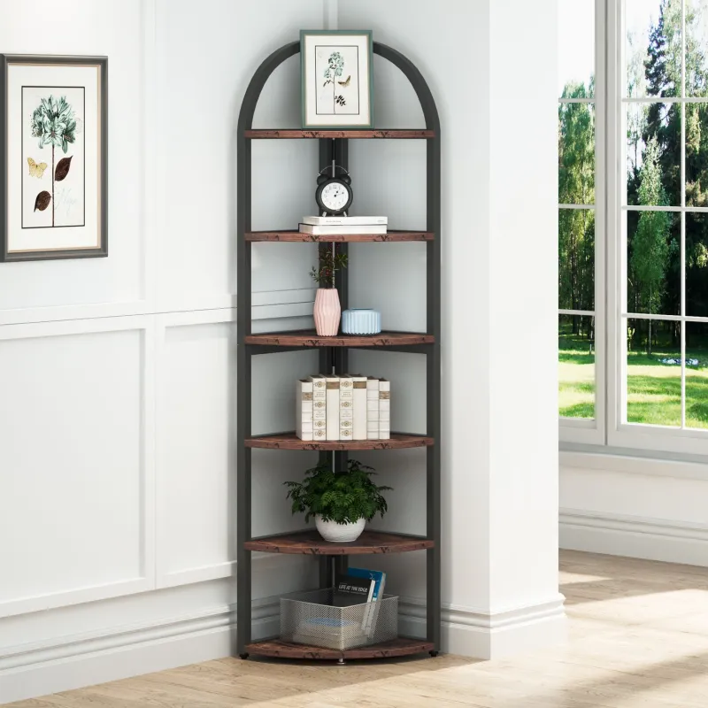 Tribesigns Corner Shelves|Corner Shelves*6-Tier Corner Shelf, 71 inch Tall Corner Bookshelf for Small Space