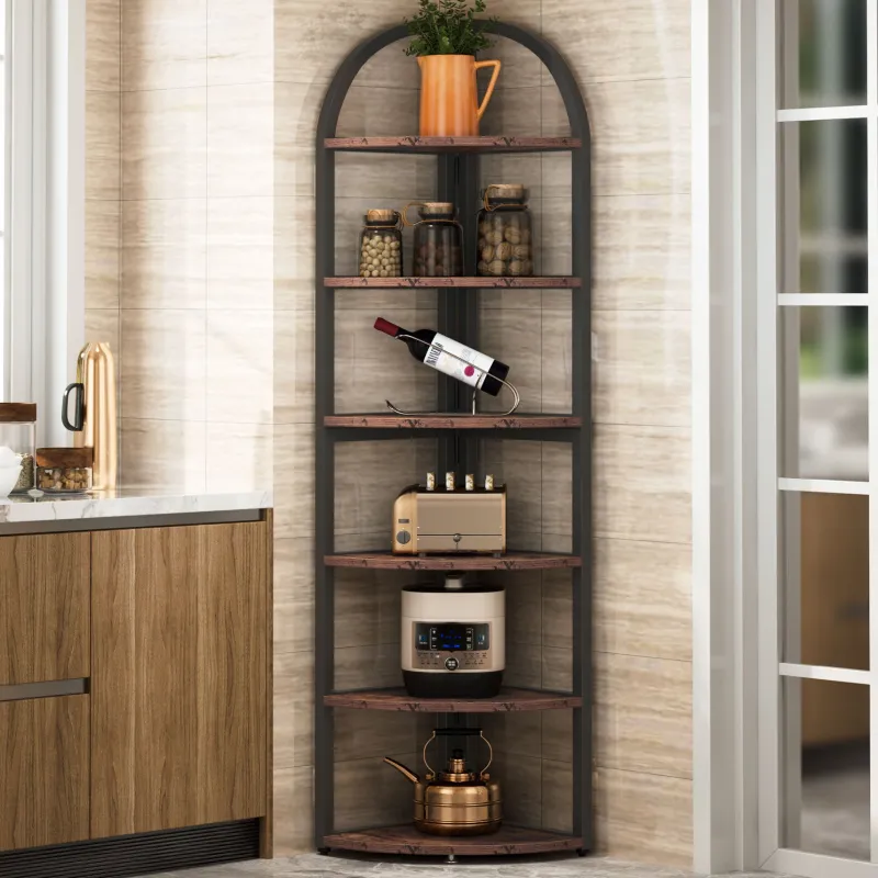 Tribesigns Corner Shelves|Corner Shelves*6-Tier Corner Shelf, 71 inch Tall Corner Bookshelf for Small Space