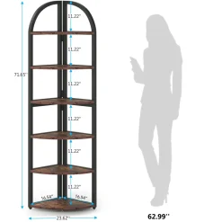 Tribesigns Corner Shelves|Corner Shelves*6-Tier Corner Shelf, 71 inch Tall Corner Bookshelf for Small Space