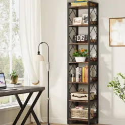Tribesigns Corner Shelves|Corner Shelves*7-Tier Corner Shelf, 78.7" Narrow Bookshelf Corner Bookcase
