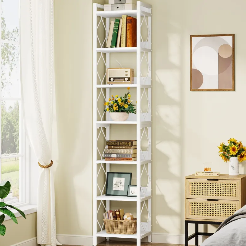 Tribesigns Corner Shelves|Corner Shelves*7-Tier Corner Shelf, 78.7" Narrow Bookshelf Corner Bookcase