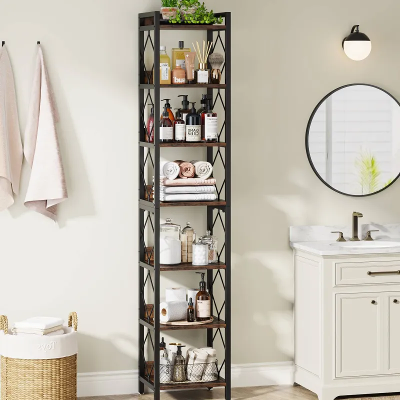 Tribesigns Corner Shelves|Corner Shelves*7-Tier Corner Shelf, 78.7" Narrow Bookshelf Corner Bookcase