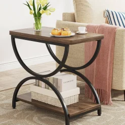 Tribesigns End & Side Tables*2-Tier End Table, Rectangular Side Table with Stylish Metal Frame