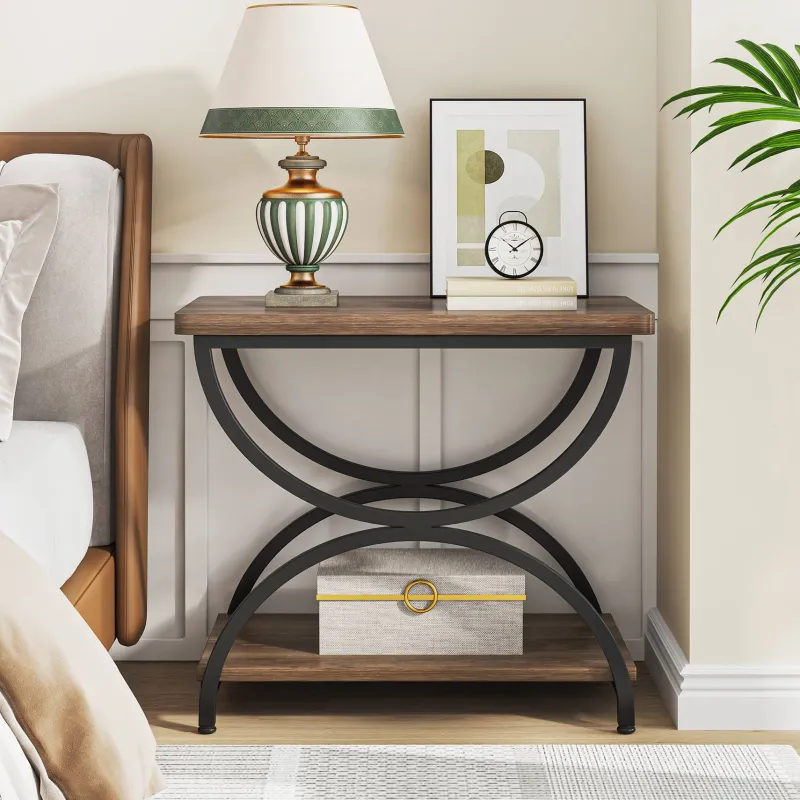 Tribesigns End & Side Tables*2-Tier End Table, Rectangular Side Table with Stylish Metal Frame